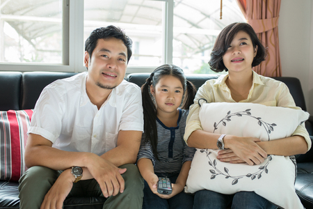 Asian family happy portrait at home.の写真素材