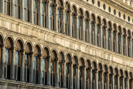 Repeating windows patterns of Doges Palace in Saint marks square in Venice, Italyのeditorial素材