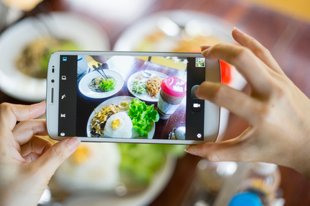 Photo food, take photo by smartphoneの写真素材
