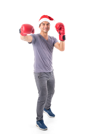 Boxing day for happy your chirstmas day with red gloves.の写真素材