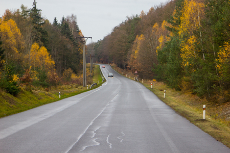 Road way for transportation in Autumnの写真素材