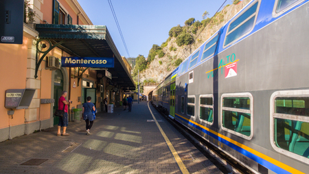 Monterosso train station passenger wait for transport to other place.のeditorial素材