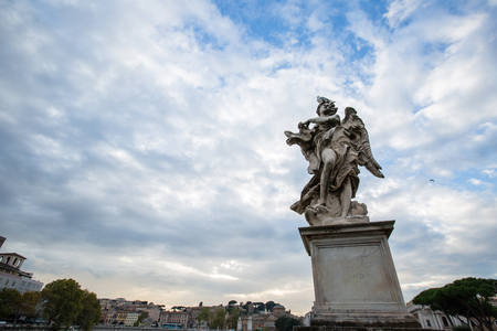 Rome,Italy - Oct 18 ,2016: Bernini Angels statue medieval castle of Sant' Angelo in Rome city ,Italy.のeditorial素材