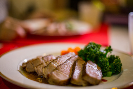 Kurobuta pork steak food for dinner meal.の写真素材