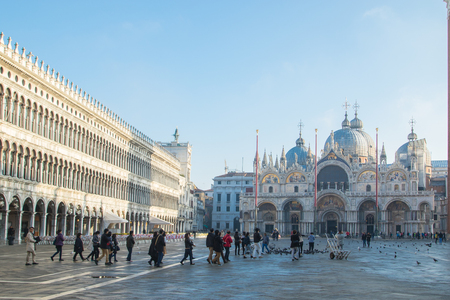 VENICE ,ITALY  - November 7, 2018 : PIAZZA SAN MACRO Landmark for tourist people come to visit and travel in Venice ,Italy.のeditorial素材