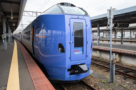 HOKKAIDO,JAPAN - April 27 ,2016 : Hokodate super Hokuto train brand name train rainway for transportation to other place in Japan.のeditorial素材