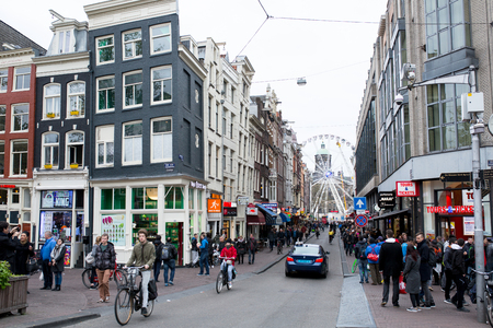 Natherland,Amsterdam - April 21,2017 : Street of people life in Amsterdam city center ,wonderful and traditional in Netherland.のeditorial素材