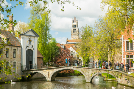 BRUGES,BELGIUM-April 25,2017:Bruges belgium architecture and nature 
 landmark in Belgium.のeditorial素材