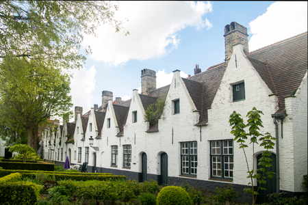 Godshuis Sint-Jozef  white building in Bruges ,Belgium.の写真素材