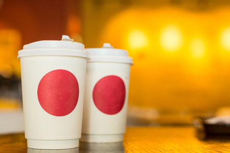 Paper coffee cup for your breakfast in morning.の写真素材