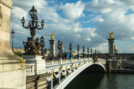 PARIS,FRANCE - April 27 ,2017 : Ponte Alexandre bridge III  landmark of Paris in France.のeditorial素材