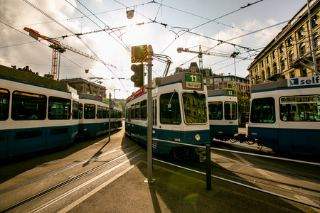 ZURICH ,SWITZERLAND- June 14 2018 : Transportation tram for passeger in Zurich transport to terminal...