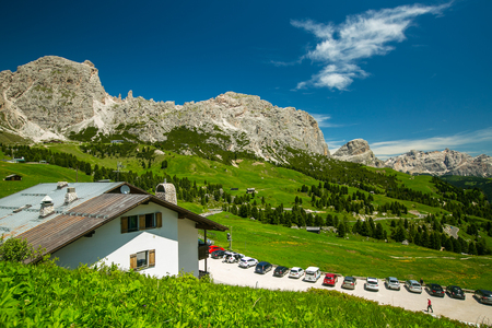 BOLZANO,ITALY-June 15 ,2018:Passo Gardena landscape natural in Bolzano Italyのeditorial素材
