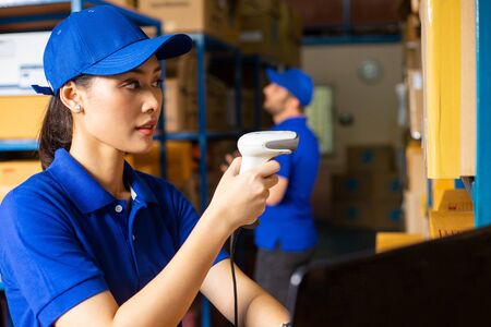 Scanner barcode equipment for check and scan barcodeの写真素材