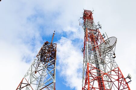 Telecommunication antenna satellite tower technologyの写真素材