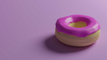 3D rendering pink color donut sweet food with caramel.Doughnut delicious fastfood.の写真素材