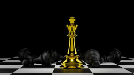 3D rendering competition golden king  versus chess slave. Advantage leadership for challenge and fight business .の写真素材