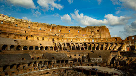 Rome Colosseo landmark of Italy with blue sky.History for study.Colosseum architecture.のeditorial素材