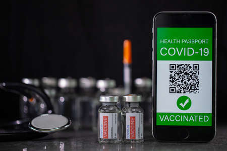 Syringe  prepare for inject dose to people prevent covid 19. Doctor arrange  vaccine to  patient in...