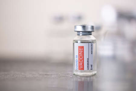 Syringe  prepare for inject dose to people prevent covid 19. Doctor arrange  vaccine to  patient in hospital.の写真素材