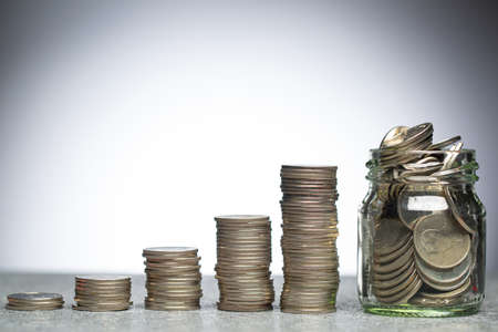 Stack saving money for investment your business.Growing step up for success wealth.Retirement concept earning profit.Account balance your life.の写真素材