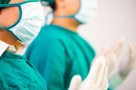 Operation sugical medical team standby for operation to patient. Doctor in uniform surgical staff...