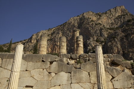 The remaining columns of the Temple of Apollo at Delphi in Greece.