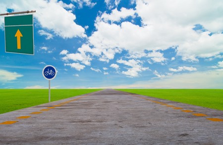 traffic sign board on the wayの写真素材