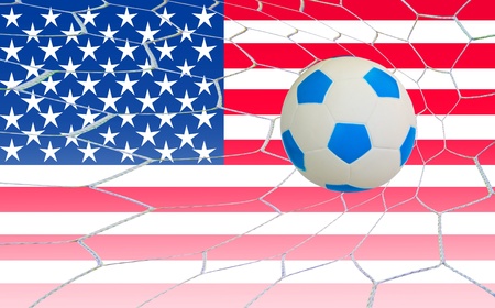 soccer goal on the USA flagの写真素材
