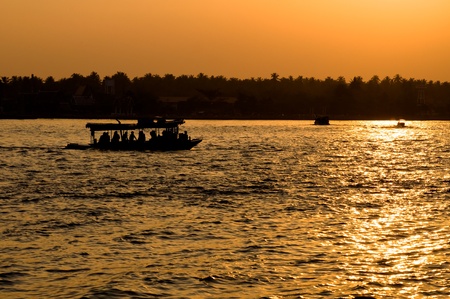 sunset at Meklong river,Umphawah Thailandの写真素材