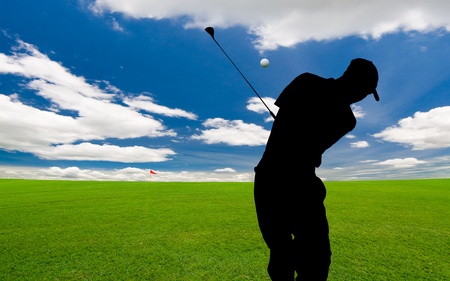 golf course under the blue sky の写真素材