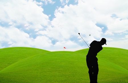 golf course under the blue sky の写真素材