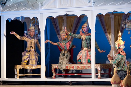 Hua Hin, THAILAND - DECEMBER 4 : Khon-Thai culture drama dance show at Cicada Market Hua Hin on...