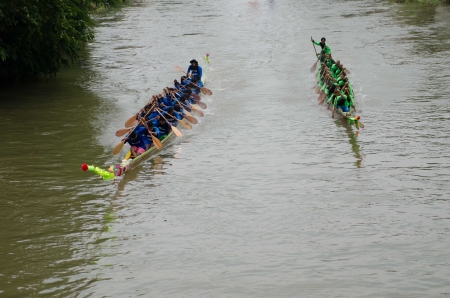 Petchaburi, THAILAND - October 7 : Participants in the Petchaburi Long Boat Competition 2012 on...