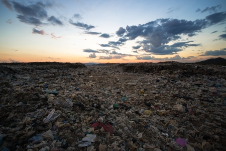 big grabage heap problem of pollutionの写真素材