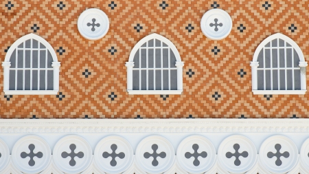 white vintage window on vintage wallの写真素材