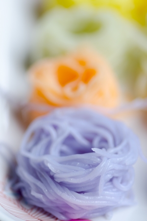 colorful of Thai vermicelli eaten with curry の写真素材