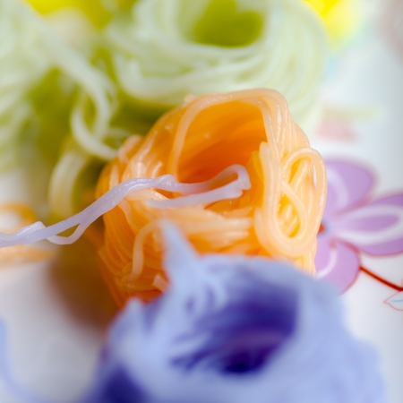 colorful of Thai vermicelli eaten with curry の写真素材