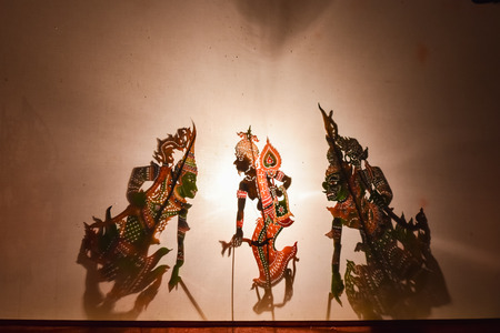 traditional shadow puppet or shadow playの写真素材