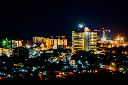 colorful of Hua Hin nightscape Thailandのeditorial素材