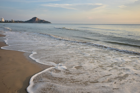 Tropical beach wave at Hua Hin Thailand in the  morningの写真素材