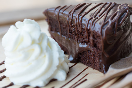 dish of delicious dessert with Chocolate cakeの写真素材