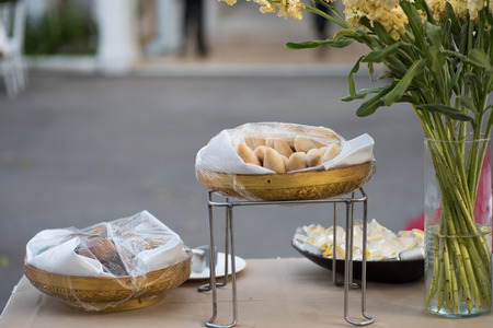 Wedding sweets bar with breadの写真素材