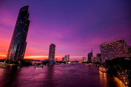 landscape of Bangkok City at night timeのeditorial素材