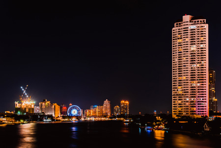 landscape of Bangkok City at night timeのeditorial素材