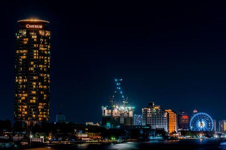 landscape of Bangkok City at night timeのeditorial素材