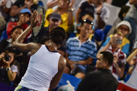 Hua Hin Thailand - Jan 1 : World No.7 Tennis player Venus Williams from The USA in World Tennis Thailand Championship 2016 Williams had lost to Angelique Kerber(German) 4-6,3-6 on January 1,2016 at True Arena Hua Hin,Thailandのeditorial素材