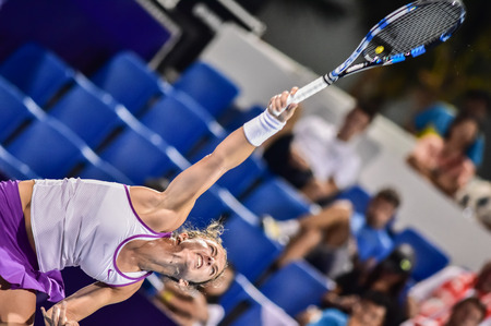 Hua Hin Thailand - Jan 1 : World No.20 Tennis player Sara Errani in World Tennis Thailand Championship 2016 Errani had lost to Aginieszka Radwanska 1-6,3-6 in final round on January 1,2016 at True Arena Hua Hin,Thailandのeditorial素材