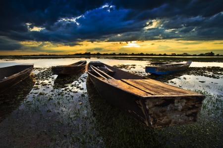 Boat with a beautiful skyの写真素材