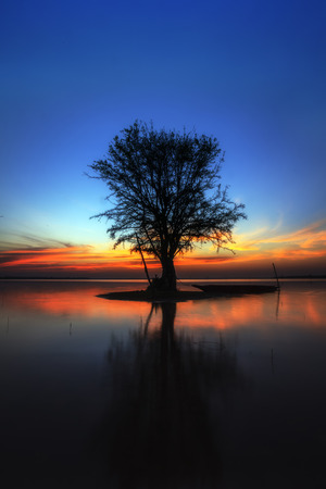 Small lake in Surin The atmosphere is quiet and peaceful place to relax in the evening.の写真素材